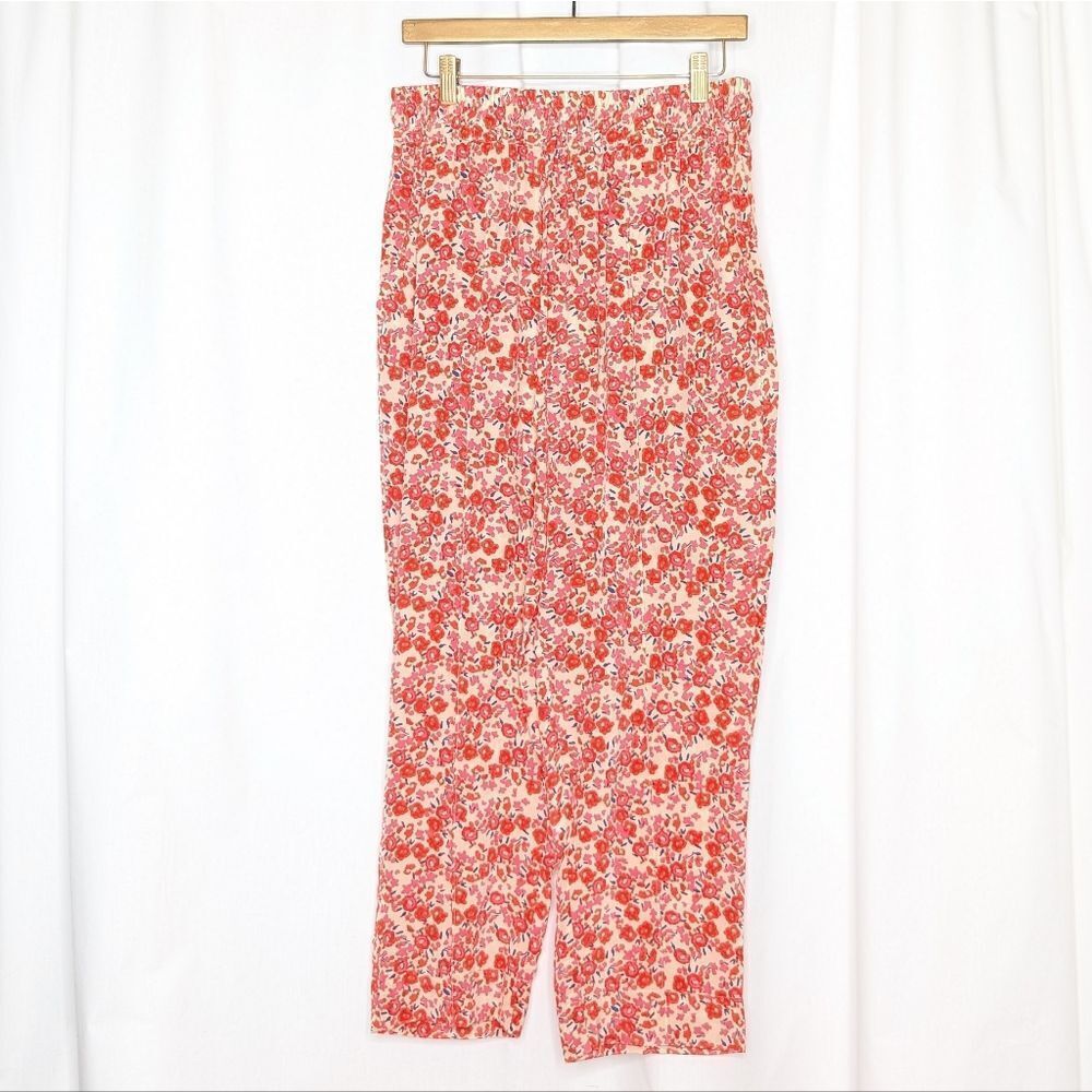 Tucker Julia Pant Red Pink Sweet Pea in Silk Crepe de Chine